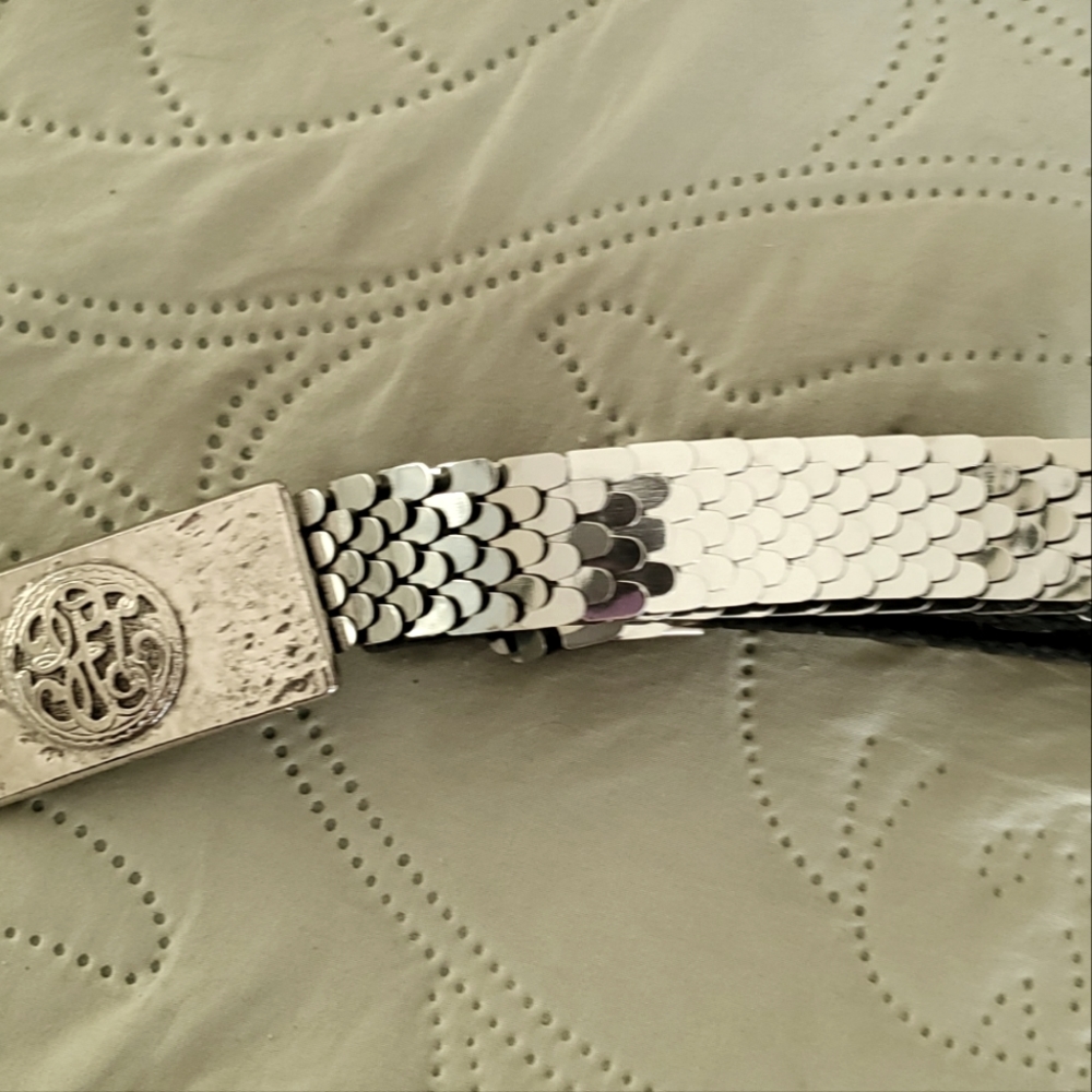 Bobbi And Elaine Stretch 1 inch Silver Dressy Belt.